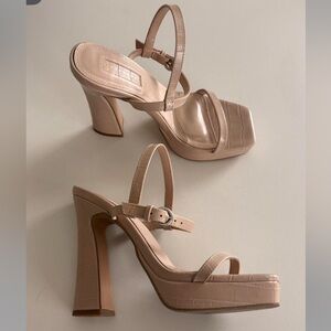 Nude Platform Heeled Sandals size 7